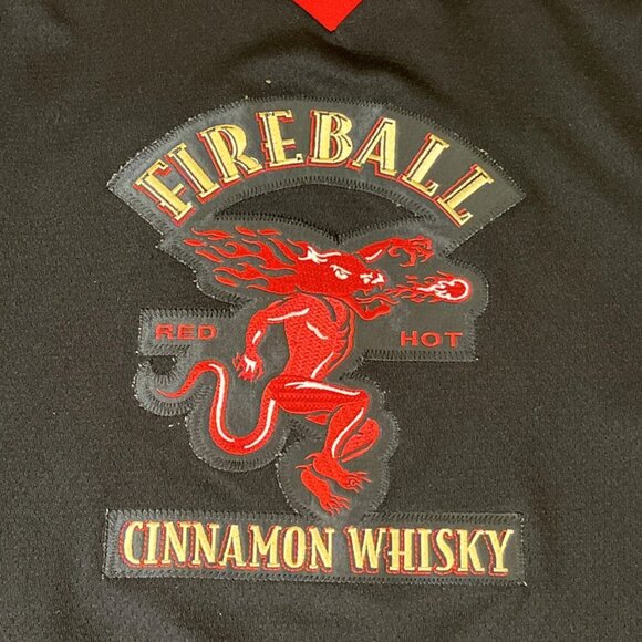 Fireball Whisky Hockey Jersey Large Black Stitched Raised Lettering #66 Projoy - Picture 2 of 16